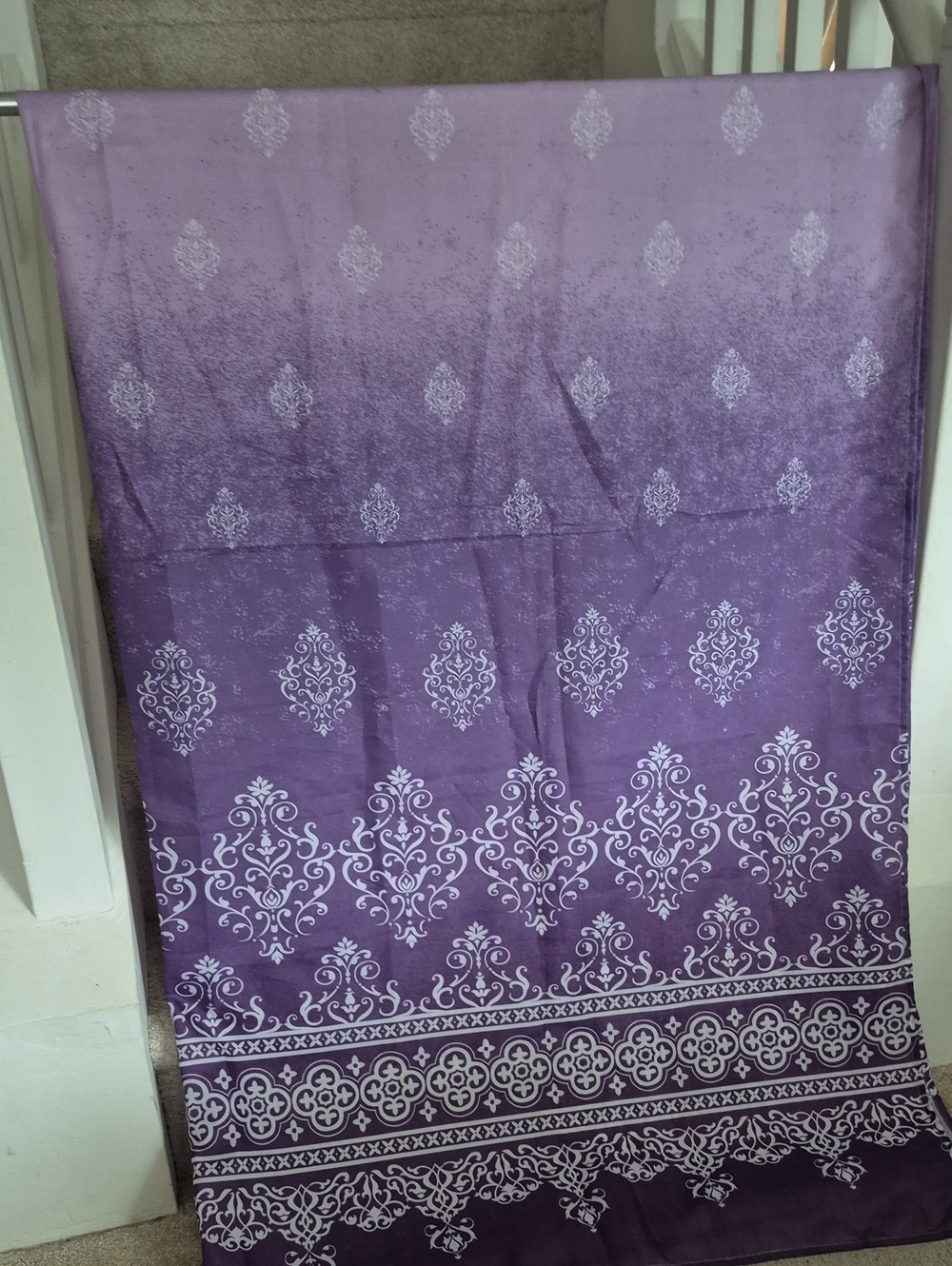 Purple Damask Printed Fabric Shoer Curtain